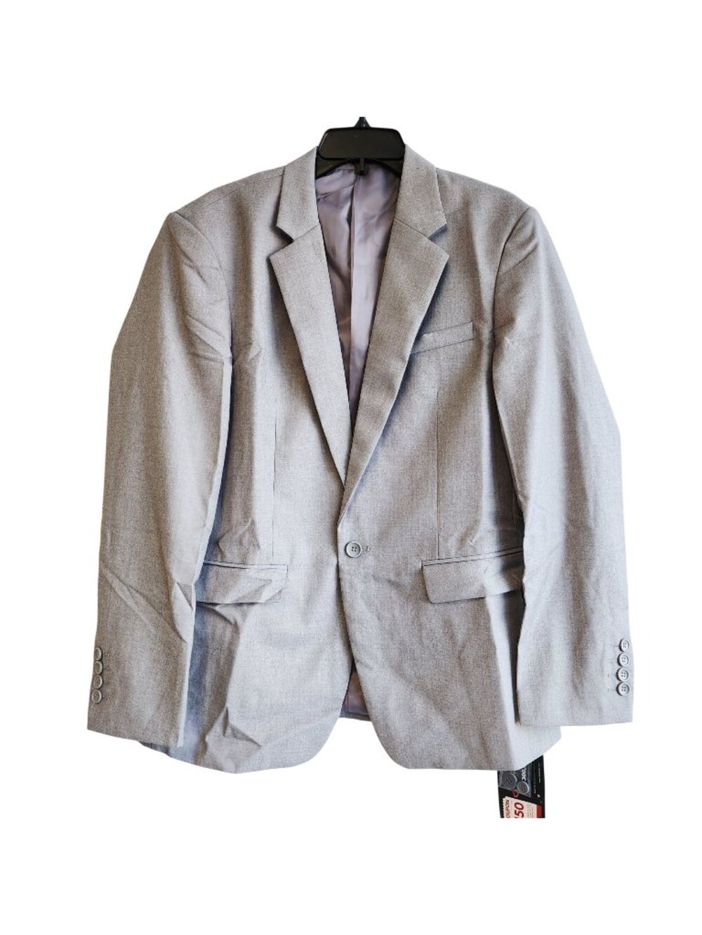 Mens Light Gray Blazer Jacket Size Medium Polyester Single Button